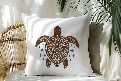 Tribal Turtle SVG | Ornamental Sea Turtle Mandala Clipart SVG Tafti Art 