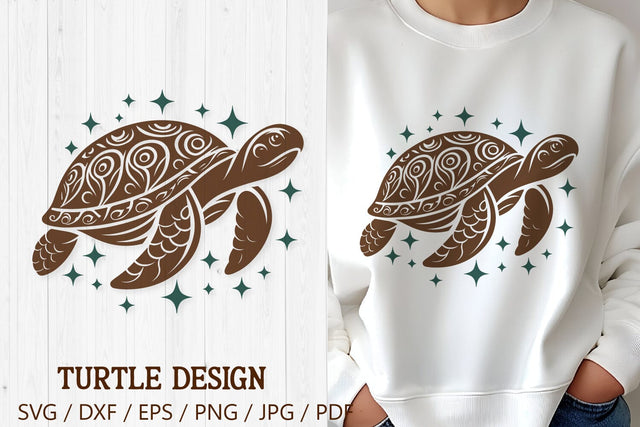 Tribal Turtle SVG | Ornamental Sea Turtle Mandala Clipart SVG Tafti Art 