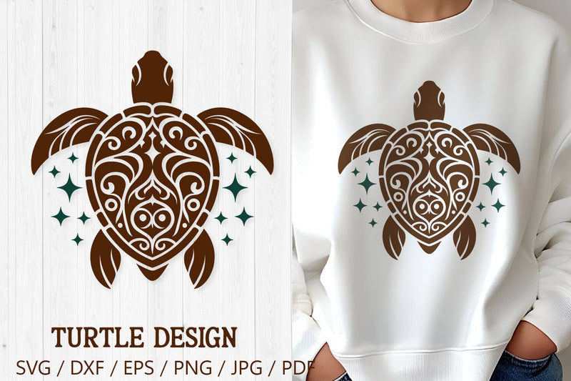 Tribal Turtle SVG | Ornamental Sea Turtle Mandala Clipart SVG Tafti Art 