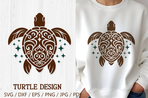 Tribal Turtle SVG | Ornamental Sea Turtle Mandala Clipart SVG Tafti Art 
