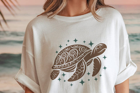 Tribal Turtle SVG | Ornamental Sea Turtle Mandala Clipart SVG Tafti Art 
