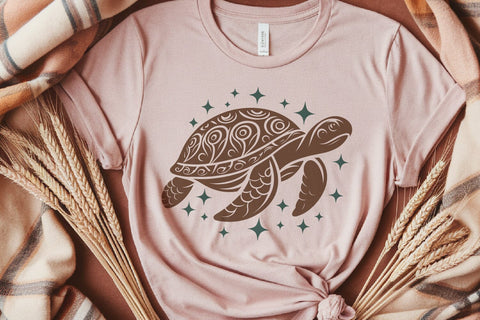 Tribal Turtle SVG | Ornamental Sea Turtle Mandala Clipart SVG Tafti Art 