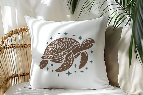 Tribal Turtle SVG | Ornamental Sea Turtle Mandala Clipart SVG Tafti Art 