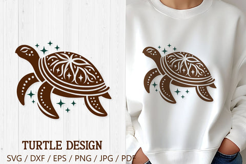 Tribal Turtle SVG | Ornamental Sea Turtle Mandala PNG Clipart SVG Tafti Art 