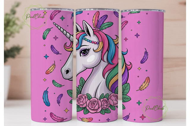 Tribal Unicorn 20oz Tumbler Wrap Sublimation PixelChick 