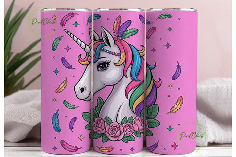 Tribal Unicorn 20oz Tumbler Wrap Sublimation PixelChick 