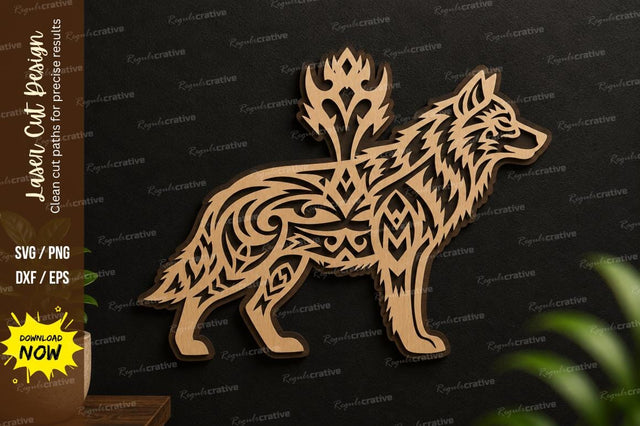 Tribal Wolf Laser Cut SVG Design SVG Regulrcrative 