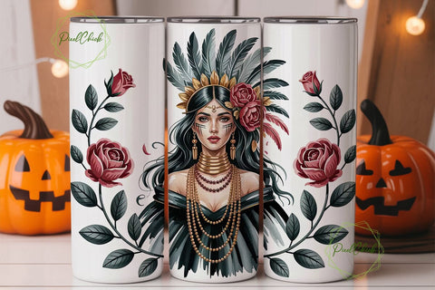 Tribal Woman Headdress 20oz Tumbler Wrap Sublimation PixelChick 