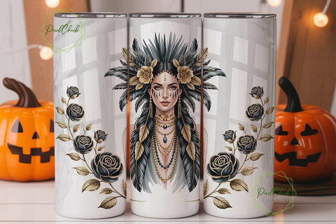 Tribal Woman Headdress 20oz Tumbler Wrap Sublimation PixelChick 