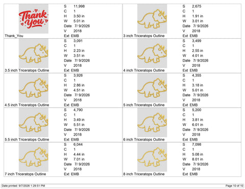 Triceratops Dinosaur Outline Embroidery Design – Cute Minimal Dino Machine Embroidery File Embroidery/Applique DESIGNS PatternFeed8 