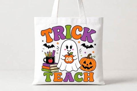 Trick or Teach Halloween Teacher PNG, Cute Ghost Sublimation SVG BillahCrafts 