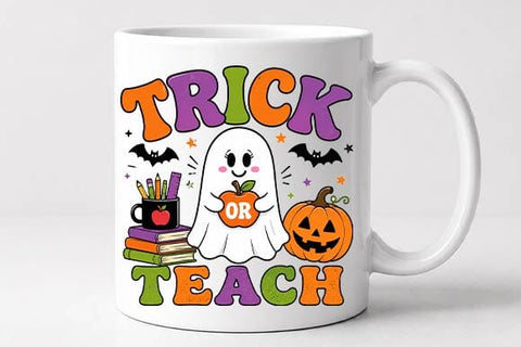 Trick or Teach Halloween Teacher PNG, Cute Ghost Sublimation SVG BillahCrafts 