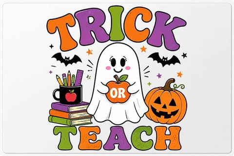 Trick or Teach Halloween Teacher PNG, Cute Ghost Sublimation SVG BillahCrafts 