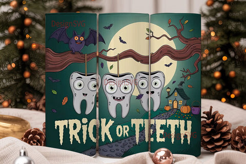 Trick or Teeth 20oz Tumbler Wrap Sublimation DesignSVG 