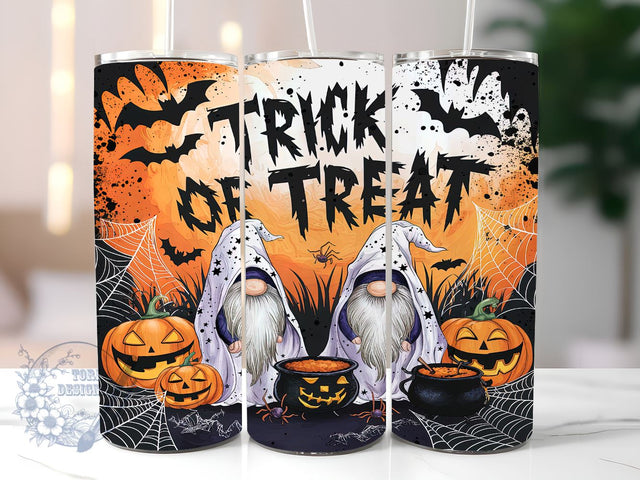 Trick Or Treat 20oz Skinny Tumbler, Halloween Gnomes Tumbler Png, Straight & Tapered Tumbler Wrap, Instant Digital Download Sublimation ToriDesigns 