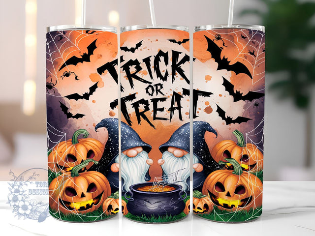 Trick Or Treat 20oz Skinny Tumbler, Halloween Gnomes Tumbler Png, Straight & Tapered Tumbler Wrap, Instant Digital Download Sublimation ToriDesigns 