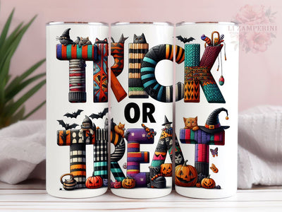 Trick or Treat 20oz Tumbler Wrap PNG, Happy Halloween Tumbler Png, Straight & Tapered Tumbler Wrap, Instant Digital Download Sublimation Li Zamperini 