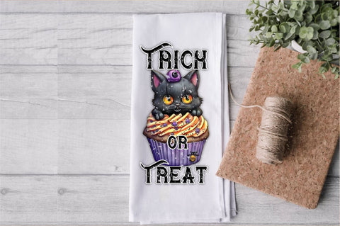 Trick or Treat Black Cat Cupcake Towel Sublimation Sublimation Jagonath Roy 