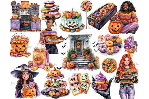 Trick Or Treat Clipart Bundle | Halloween Cookie PNG SVG GlamArtZhanna 