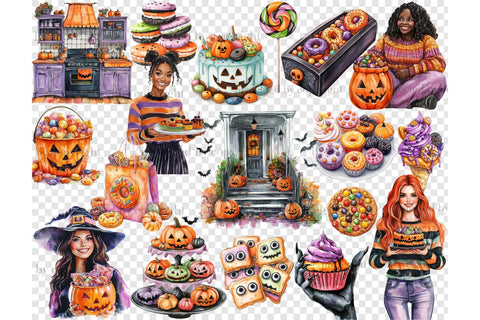 Trick Or Treat Clipart Bundle | Halloween Cookie PNG SVG GlamArtZhanna 