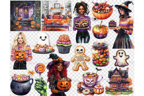 Trick Or Treat Clipart Bundle | Halloween Cookie PNG SVG GlamArtZhanna 