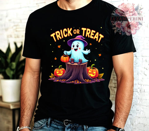 Trick Or Treat, Cute Ghost, Halloween PNG, Digital Download, Ghost Clipart, Halloween Decor, Spooky Art, Kids Halloween Sublimation Li Zamperini 