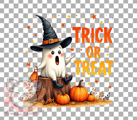 Trick Or Treat, Cute Ghost, Halloween, PNG Files, Sublimation Designs, Halloween Decor, Spooky Graphics, Fall Crafts Sublimation Lara' s Designs 