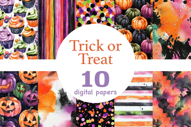 Trick Or Treat Digital Papers | Halloween Pattern Bundle Digital Pattern GlamArtZhanna 