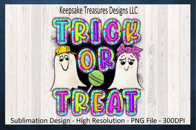 Trick Or Treat, Doodle Floral Scribble Letters, Sublimation PNG Printable, Digital Download Sublimation Keepsake Treasures Designs LLC. 