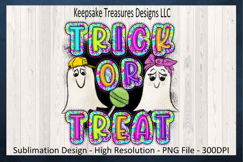 Trick Or Treat, Doodle Floral Scribble Letters, Sublimation PNG Printable, Digital Download Sublimation Keepsake Treasures Designs LLC. 