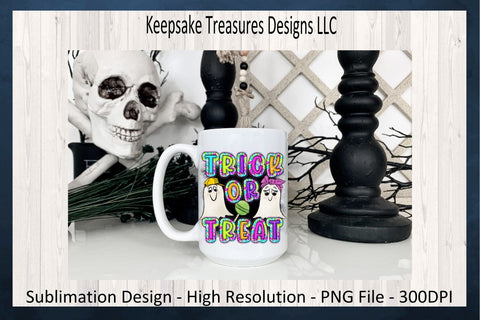 Trick Or Treat, Doodle Floral Scribble Letters, Sublimation PNG Printable, Digital Download Sublimation Keepsake Treasures Designs LLC. 
