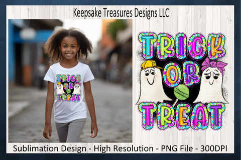 Trick Or Treat, Doodle Floral Scribble Letters, Sublimation PNG Printable, Digital Download Sublimation Keepsake Treasures Designs LLC. 