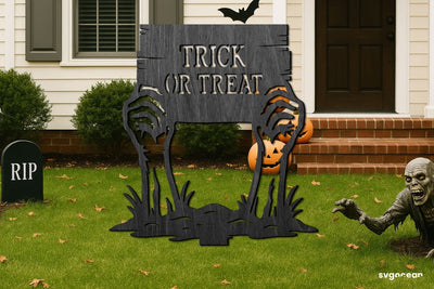 Trick or Treat Garden Stake Laser Cut SVG SvgOcean 