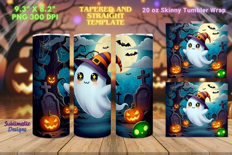 Trick or Treat Ghost Tumbler Wrap | Halloween Tumbler Wrap for Sublimation Sublimation Sublimatiz Designs 