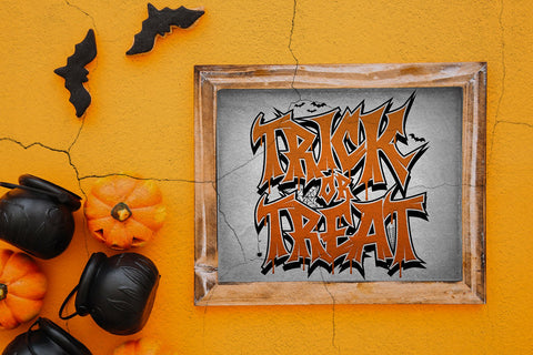 Trick or Treat Halloween Graffiti Typography – Editable Vector & PNG SVG Mozzatype 