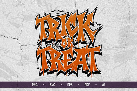 Trick or Treat Halloween Graffiti Typography – Editable Vector & PNG SVG Mozzatype 