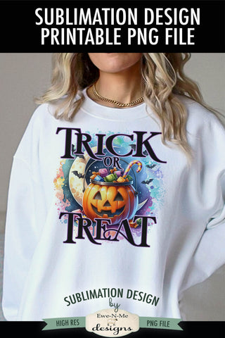 Trick or Treat Halloween Jack O Lantern | PNG Design for Sublimation and DTF Sublimation Ewe-N-Me Designs 
