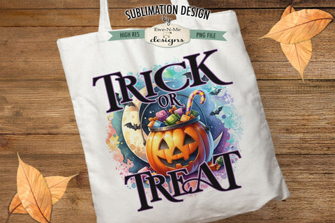 Trick or Treat Halloween Jack O Lantern | PNG Design for Sublimation and DTF Sublimation Ewe-N-Me Designs 