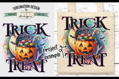 Trick or Treat Halloween Jack O Lantern | PNG Design for Sublimation and DTF Sublimation Ewe-N-Me Designs 