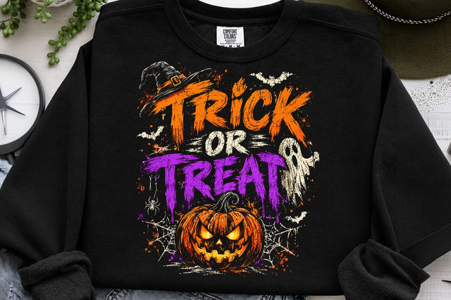Trick Or Treat Halloween Pumpkin PNG SVG DesignDestine 