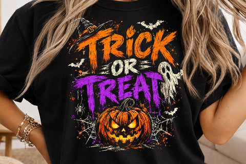 Trick Or Treat Halloween Pumpkin PNG SVG DesignDestine 