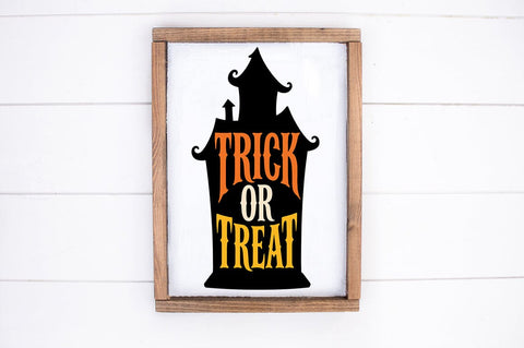 Trick or Treat Haunted House SVG, Halloween Cut File for Signs SVG Pickled Thistle Creative 