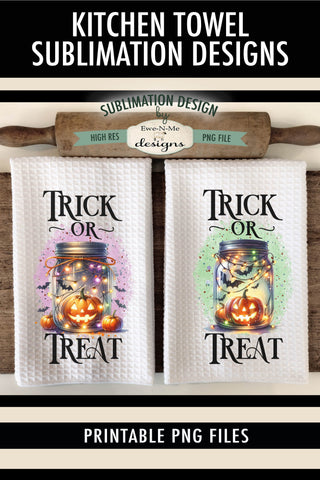 Trick or Treat Jack O Lantern Jars Towel Sublimation Design Sublimation Ewe-N-Me Designs 