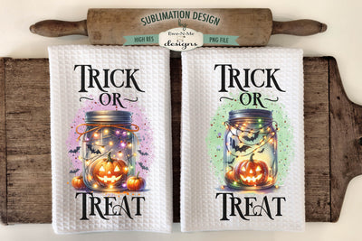 Trick or Treat Jack O Lantern Jars Towel Sublimation Design Sublimation Ewe-N-Me Designs 