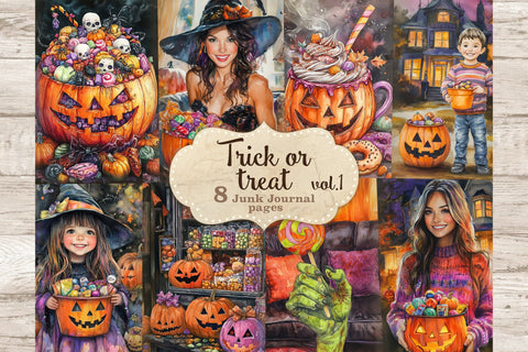 Trick Or Treat Junk Journal Kit | Halloween Ephemera SVG GlamArtZhanna 