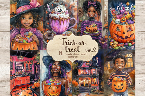 Trick Or Treat Junk Journal Paper | Spooky Collage Sheet SVG GlamArtZhanna 