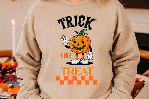 Trick or Treat Retro Pumpkin Halloween PNG | Halloween design for sublimation Sublimation Sublimatiz Designs 