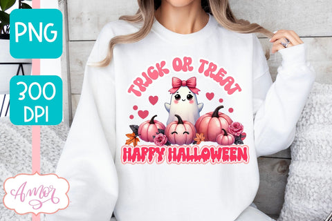 Trick or treat sublimation PNG | Pink Halloween PNG design Sublimation Amorclipart 
