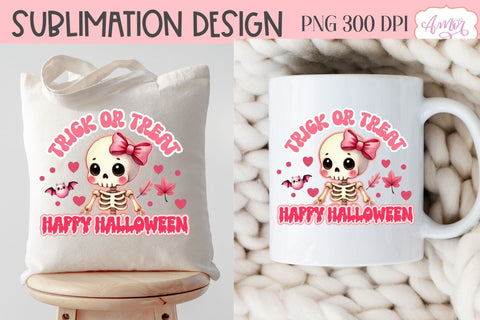 Trick or treat sublimation PNG | Pink Halloween PNG design Sublimation Amorclipart 