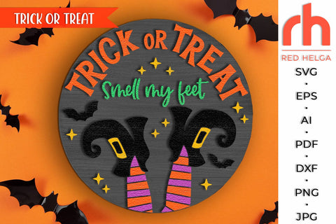 Trick or Treat SVG, Halloween Door Sign DXF, Witch’s Legs SVG RedHelgaArt 